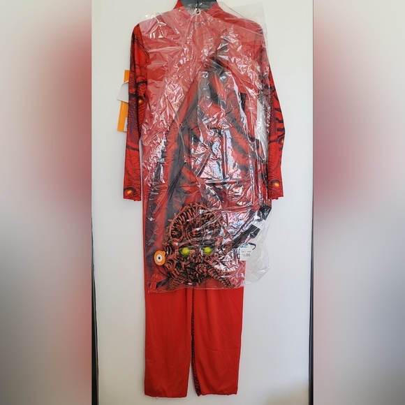 NEW  Light Up Red Dragon Costume Jumpsuit Wings and Mask - Picture 2 of 16